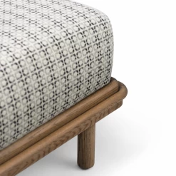 Carlton Bed By De La Espada -Home Furnishings Shop 061CarltonBedbyJasonMillerinblackoiledoakandByram471fabric detail6 whitebkgrnd