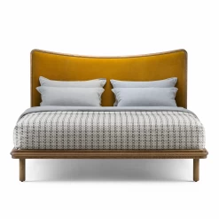 Carlton Bed By De La Espada -Home Furnishings Shop 061CarltonBedbyJasonMillerinblackoiledoakandByram471fabric front whitebkgrnd 0220