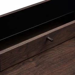 Harold Desk By De La Espada -Home Furnishings Shop 106HaroldDeskbyLucaNichettoinblackoiledwalnutandblackpaintedHDF detail5 whitebkgrnd