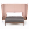 Dubois Bed Tall Headboard With Tables By Luca Nichetto -Home Furnishings Shop 110DuboisBedbyNichettoinwalnutwithClaraandCanvasfabric front whitebkgrnd