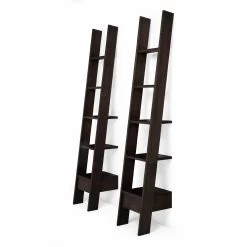 Ladder Bookcase By Autoban -Home Furnishings Shop 217LLadderBookcasebyAutobanforDeLaEspadainblackoiledwalnutx2 whitebkgrnd