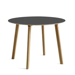 Copenhague Deux CPH 220 Round Table By Hay -Home Furnishings Shop 2574771209000 CPHDeux220RoundTableW98xH73stonegreylaminate wblacqueroakbase