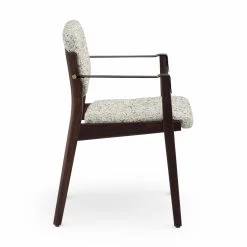Capo Dining Armchair By Neri&Hu -Home Furnishings Shop 780SCapoDiningArmchairbyNeri HuinblackoiledwalnutandAtom124withblackleatherarmstraps side whitebkgrnd
