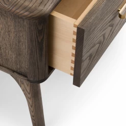 Solo Bedside Chest By Neri & Hu For De La Espada -Home Furnishings Shop 786SoloBedsideChestbyNeri Huinblackoiledash drawerdetail whitebkgrnd