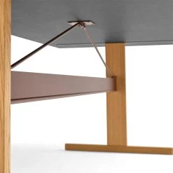 Passerelle Table Timber Tabletop By Hay -Home Furnishings Shop 9462191009000 PasserelleTablewblacqueroakframeandedgeburgundypowdercoatedcrossbar02