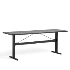 Passerelle High Table Timber Tabletop By Hay -Home Furnishings Shop 9462971709000 PasserelleHighTableL250xW80xH95greylinotabletopinkblackpowdercoatedcrossbarinkblackwblacqueroakframeandedge