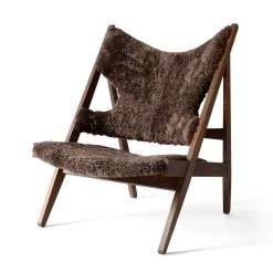 Knitting Chair In Sheepskin By Menu 14 Knitting Chair In Sheepskin By Menu -Home Furnishings Shop 9680005 020S04ZZ Knitting Lounge Chair Dark Stained Oak Root 22 Angle