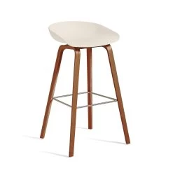 About A Stool AAS 32 High - Wooden Base By Hay -Home Furnishings Shop AB245 A012 AA51 01UF AAS32H75creamwhiteshell wblacquerwalnutbase stainlesssteelfootrest 28971b72 ebe4 484e 9d42 ff925f85cdff