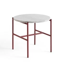 Rebar Side Table Round By Hay -Home Furnishings Shop AD130 A390 AK85 RebarSideTableO45xH40.5 greymarbletabletop barnredpowdercoatedsteel