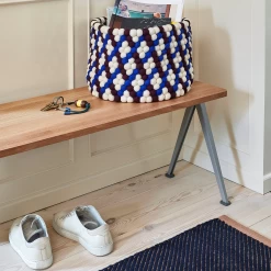 Bias Rug By Hay -Home Furnishings Shop Bead Basket burgundy basket weave Bias Rug dark blue