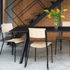 Copenhague Dining Table CPH 30 By Hay 17 Copenhague Dining Table CPH 30 By Hay -Home Furnishings Shop CPH30blacklinoblackstainedoakbase PetitStandardmattlacqueredoakseatandbackblackpowdercoatedalubase