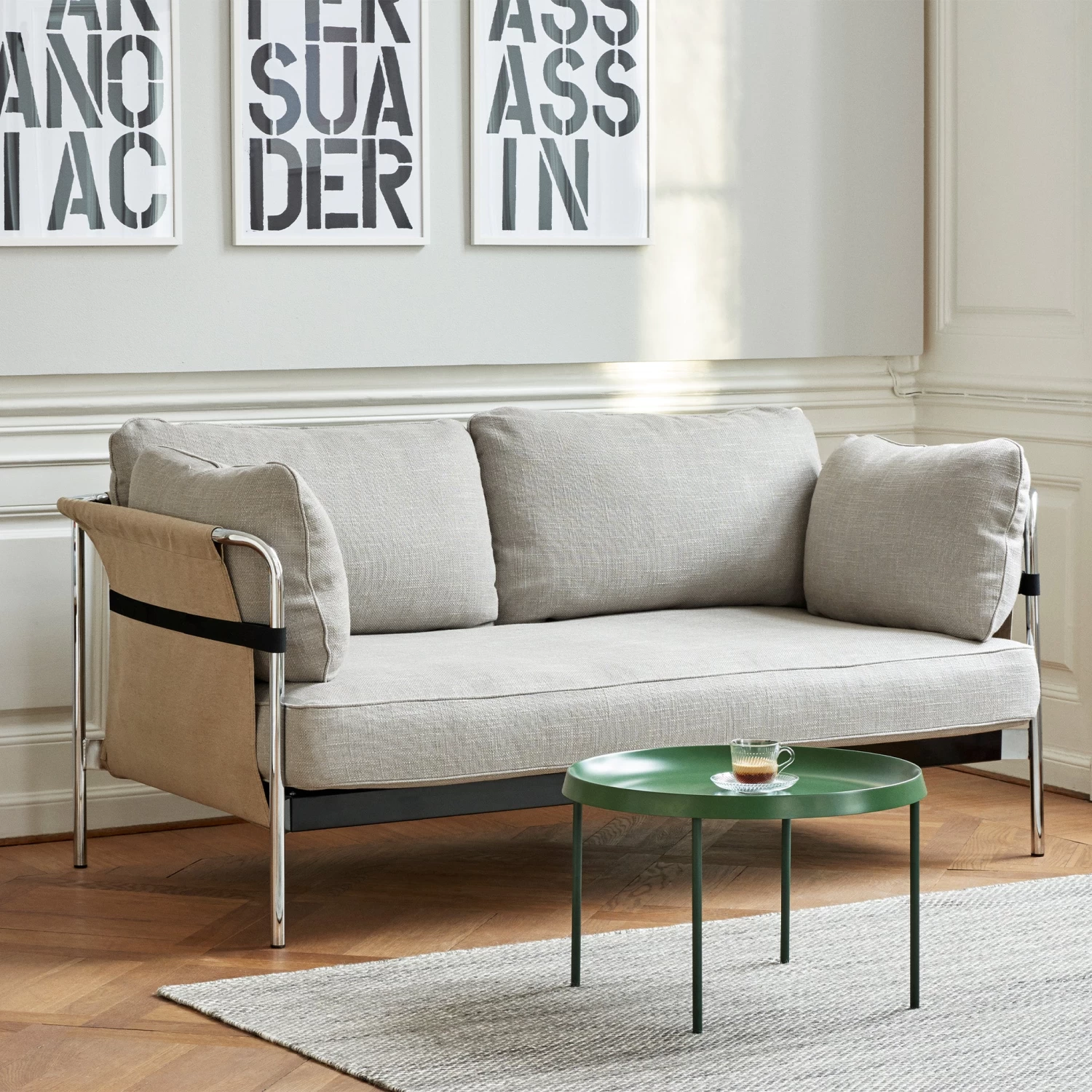 Clearance Can 2-Seater Sofa In Chrome / Natural / Ruskin Elk By Hay 4 Clearance Can 2-Seater Sofa In Chrome / Natural / Ruskin Elk By Hay - Image 2