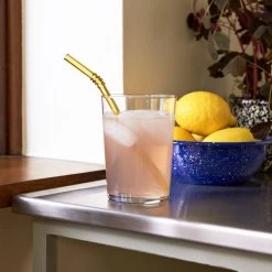 Sip Straw By Hay -Home Furnishings Shop Enamel Bowl dust blue Sip Swirl Glass L clear