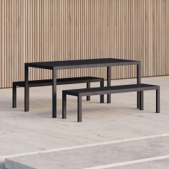 Eos Bench By Case -Home Furnishings Shop Eos Bench and Table Black Angled Styleshot
