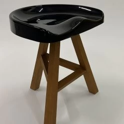 Clearance Low Heidi Stool / Black / Oiled Oak By Established & Sons