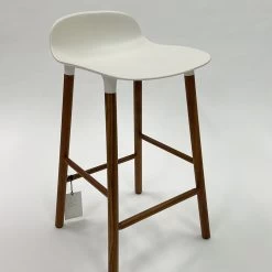 Clearance Form Bar Stool H65cm / White With Walnut Base By Normann Copenhagen
