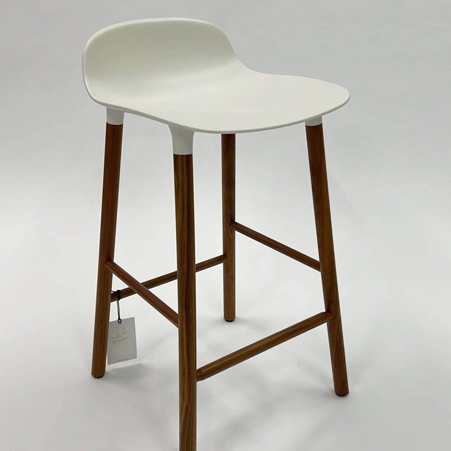 Clearance Form Bar Stool H65cm / White With Walnut Base By Normann Copenhagen 3 Clearance Form Bar Stool H65cm / White With Walnut Base By Normann Copenhagen