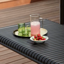 Palissade Rectangular Dining Table By Hay -Home Furnishings Shop PalissadeTableanthracite GlassJug TintGlassgreen TintTumblergreen ServingTraygolden SoftIcecerealbowl