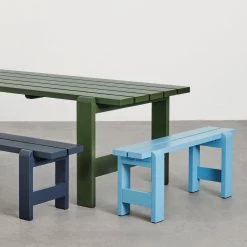 Weekday Bench By Hannes & Fritz For Hay -Home Furnishings Shop WeekdayTableolivewblacquerpinewood WeekdayBenchsteelblue azurebluewblacquerpinewood detail