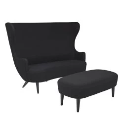 Wingback Sofa By Tom Dixon -Home Furnishings Shop tomdixon wingback sofa and long ottoman black angle